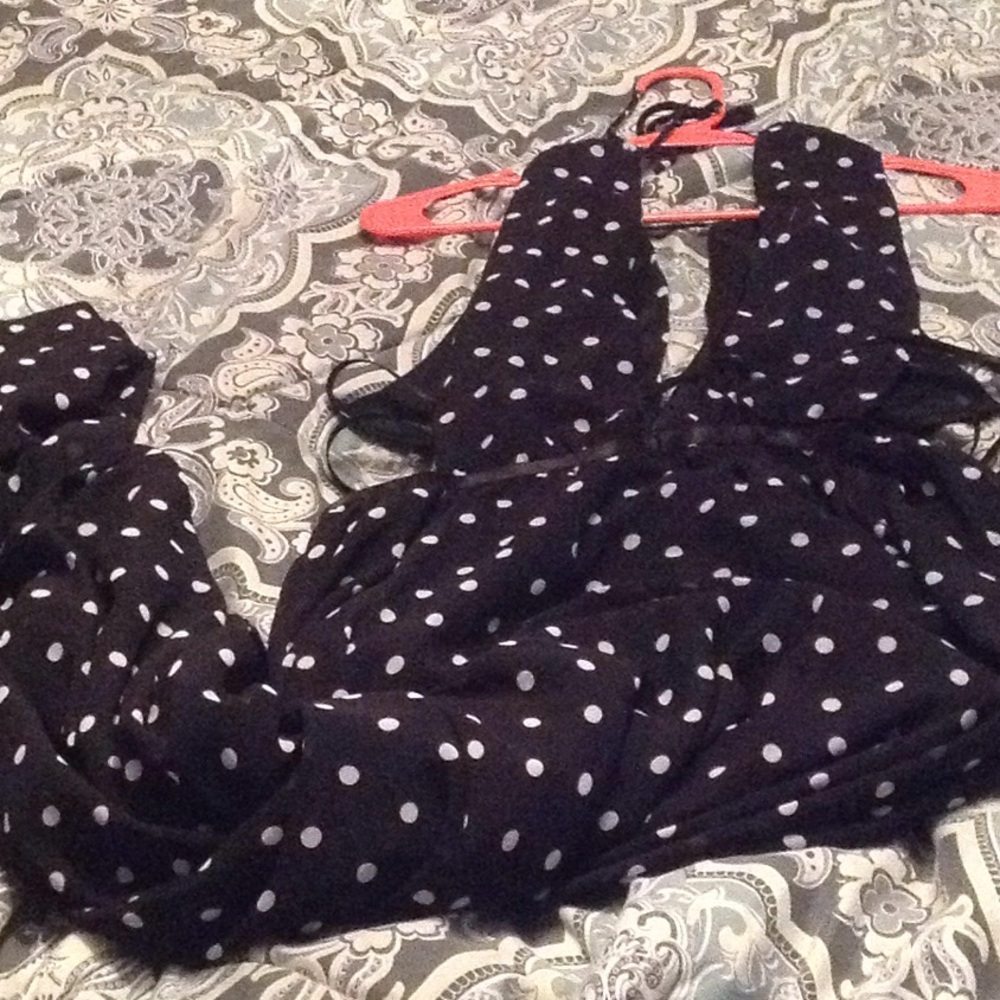 Black and white polka dot long maxi dress